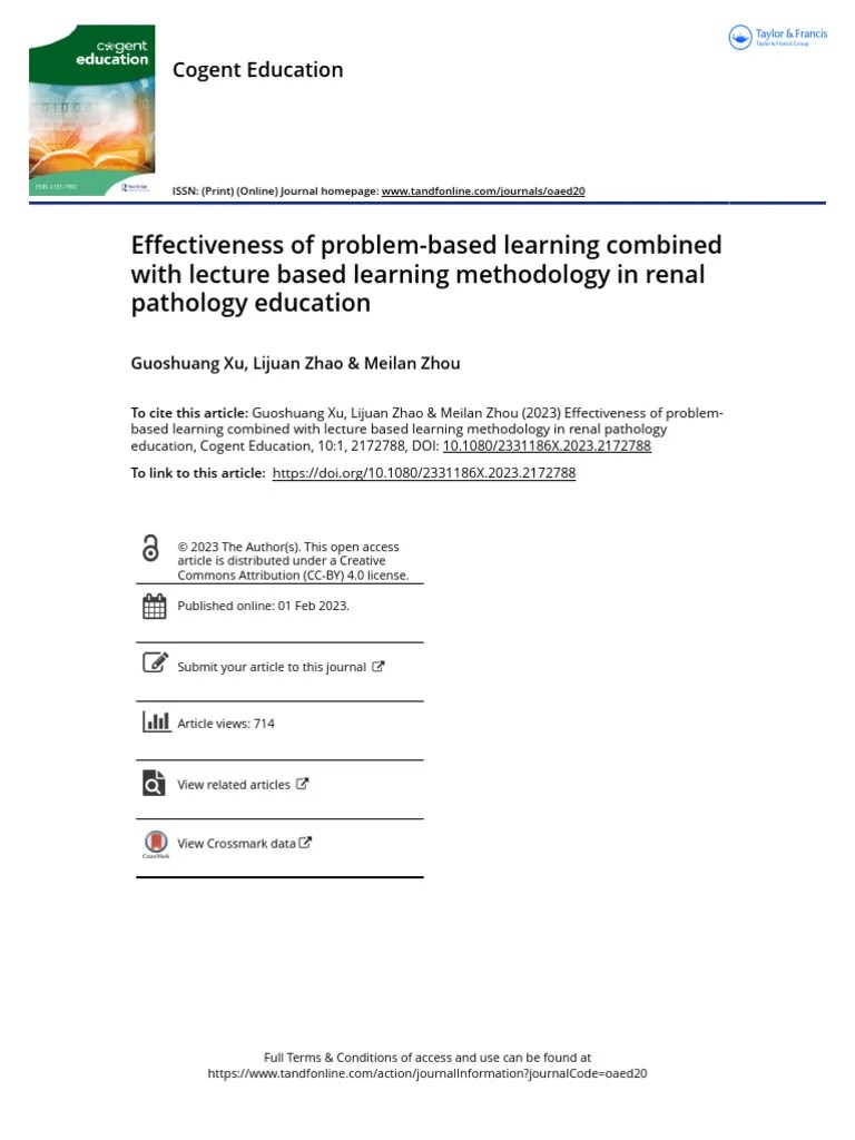 Effectiveness Of Problem-Based Learning Combined With Lecture Based Learning Methodology In ...