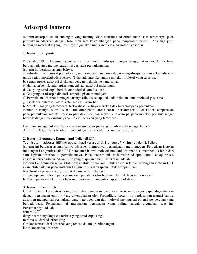 Adsorpsi Isoterm | PDF