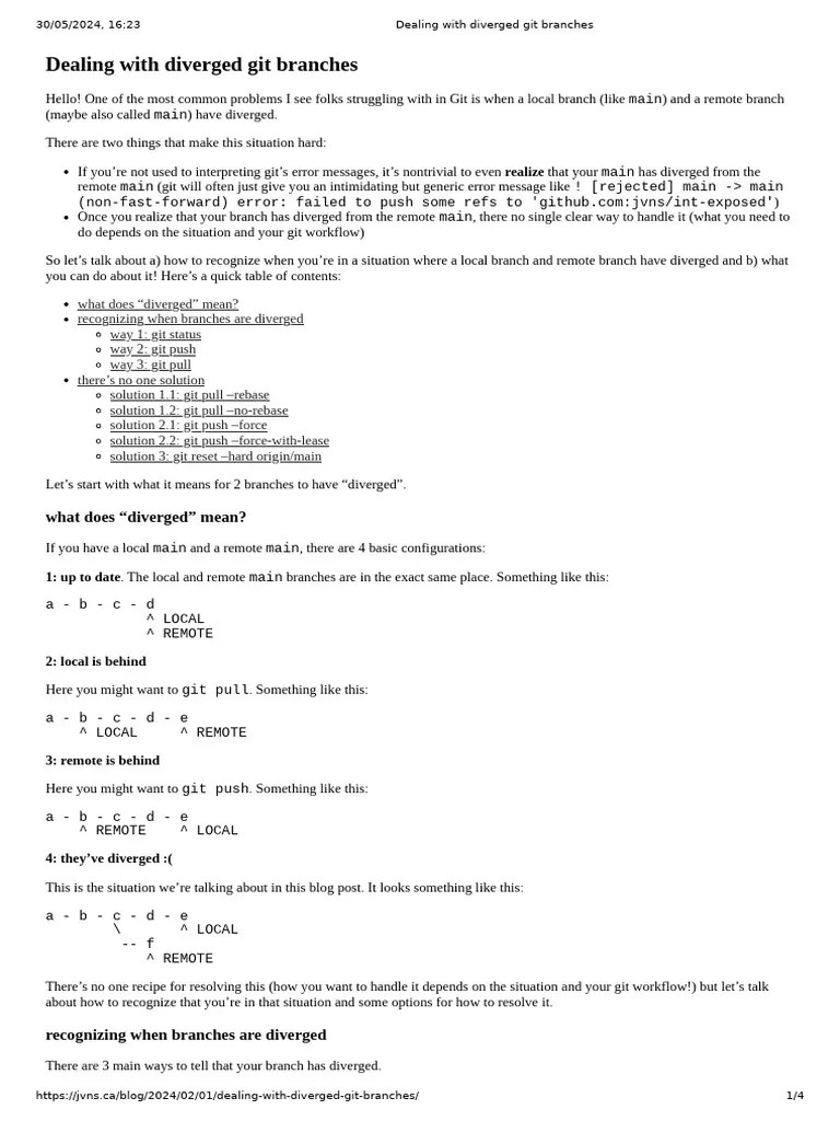 Dealing With Diverged Git Branches Pro Version | PDF | Computer ...