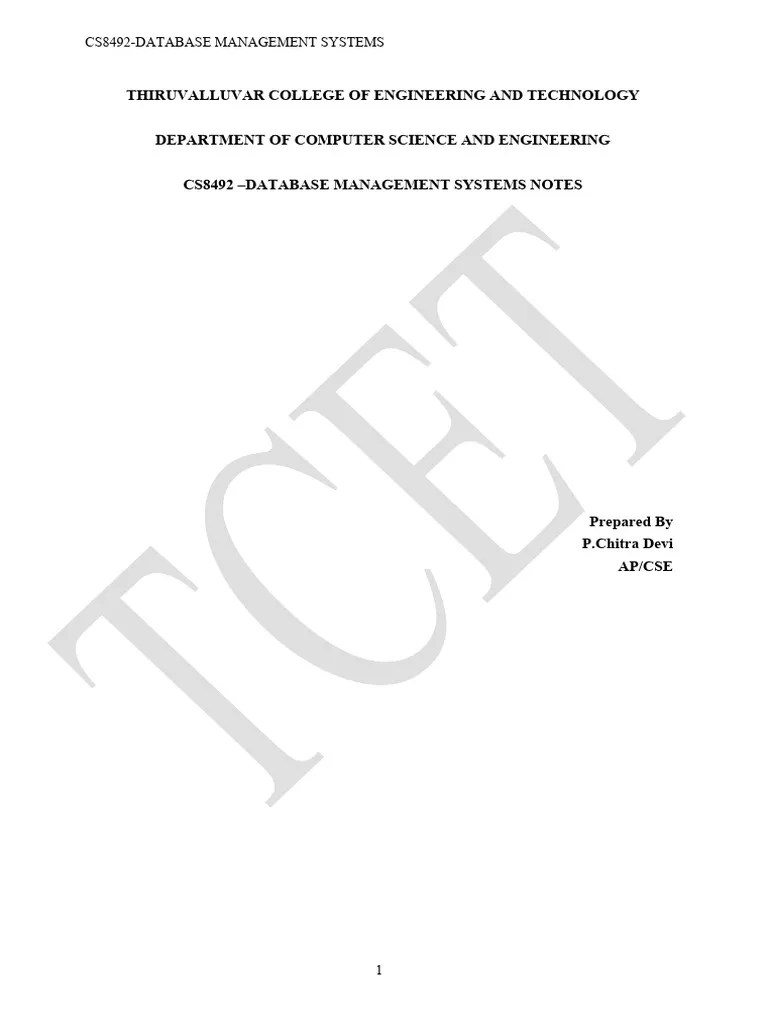 CS8492-DBMS Notes | PDF | Databases | Conceptual Model