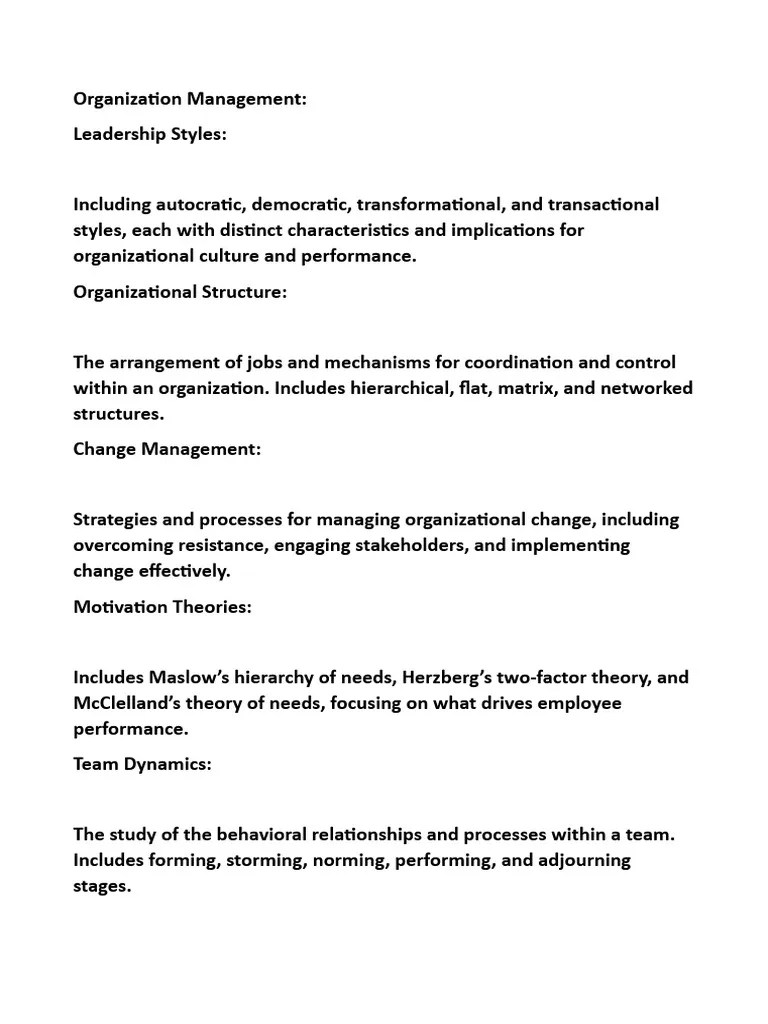 Organisation Management Notes | PDF | Self-Improvement | Science & Mathematics