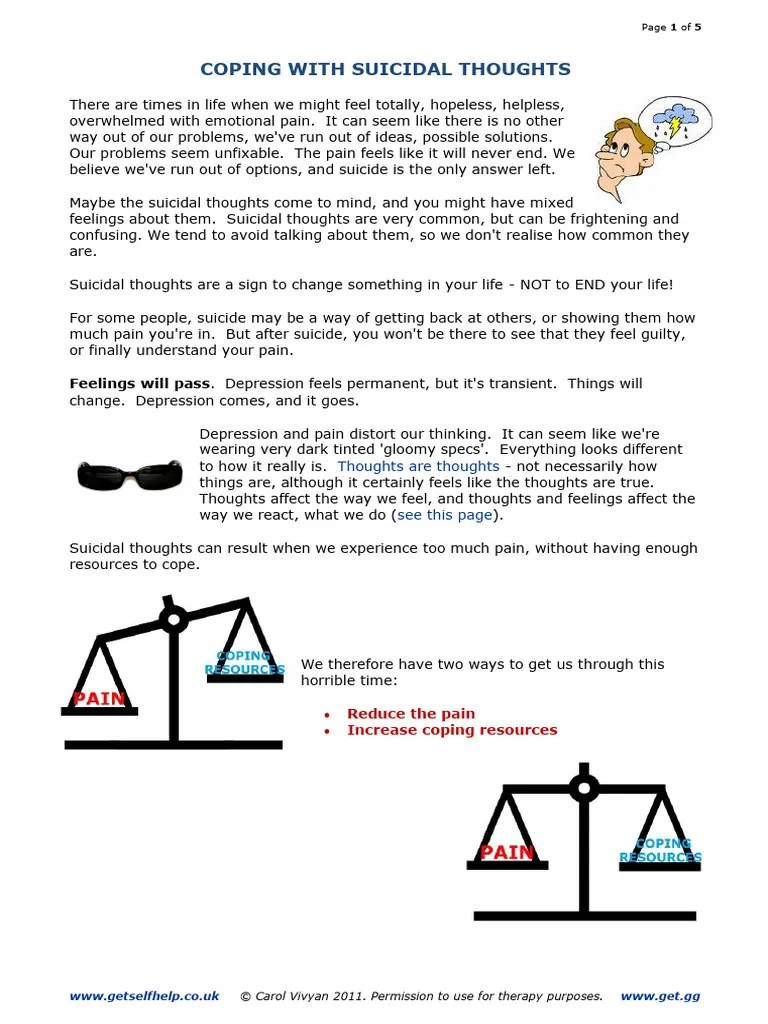 Coping Suicidal Thoughts | PDF | Thought | Feeling