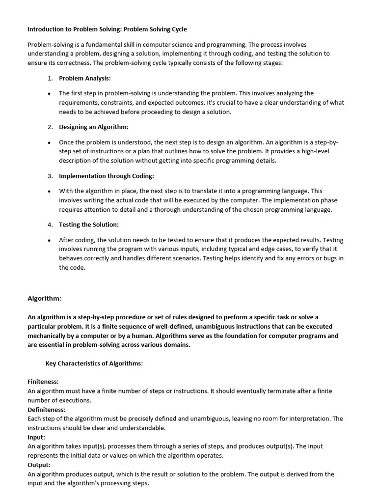 Introduction To Problem Solving | PDF | Algorithms | Computer Programming