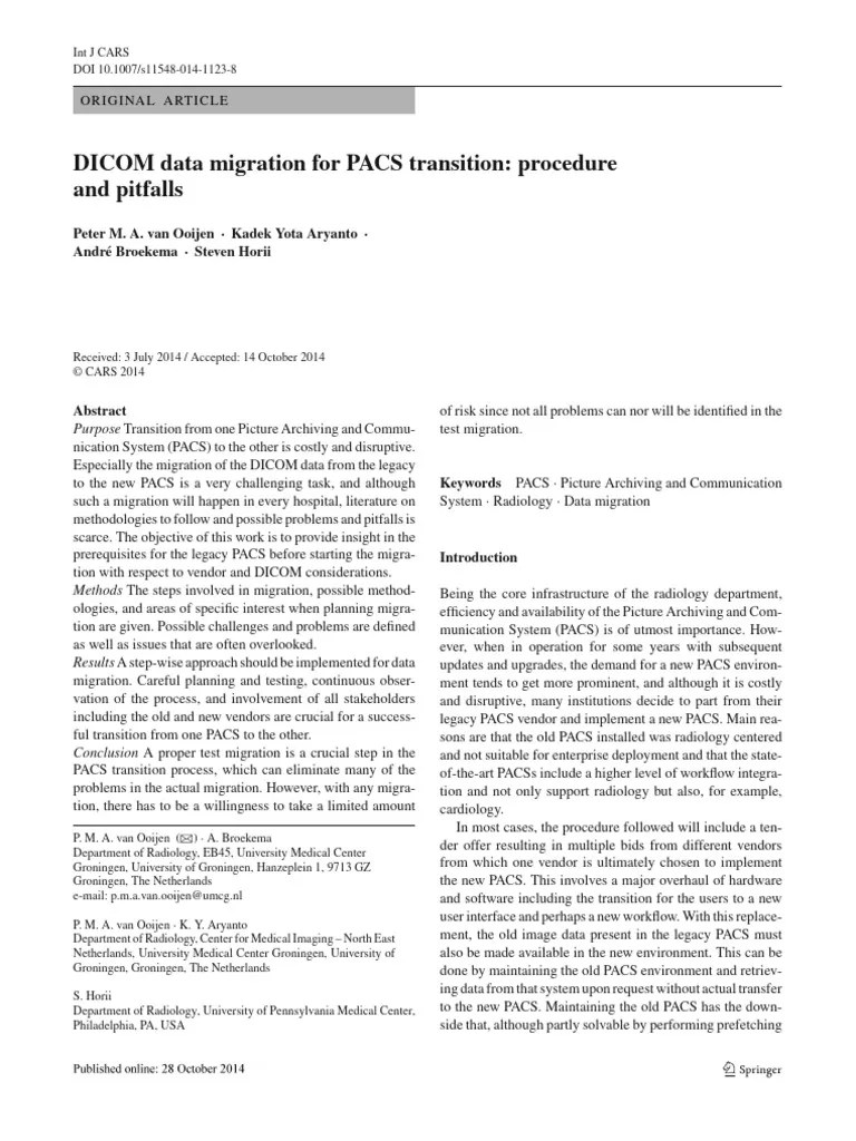 Dicom Data Migration For Pacs Transition Procedure | PDF | Databases ...