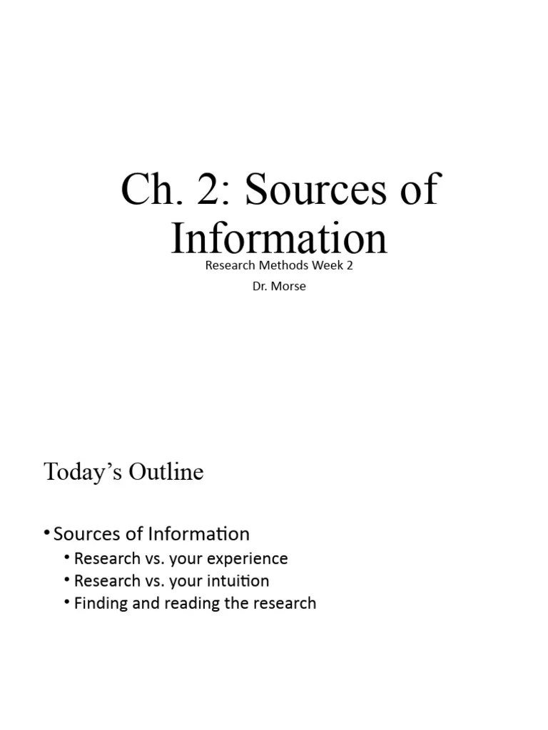 Week 2 - Blackboard Ch. 2 Sources Of Info | PDF | Experiment | Methodology