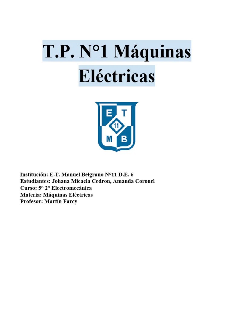 TP 1 Máquinas Eléctricas | PDF | Motor Eléctrico | Generador Eléctrico