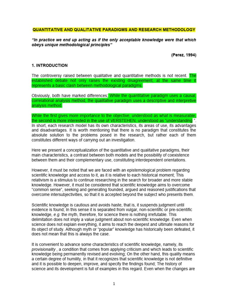 Quantitative And Qualitative Paradigms And Research Methodology | PDF ...