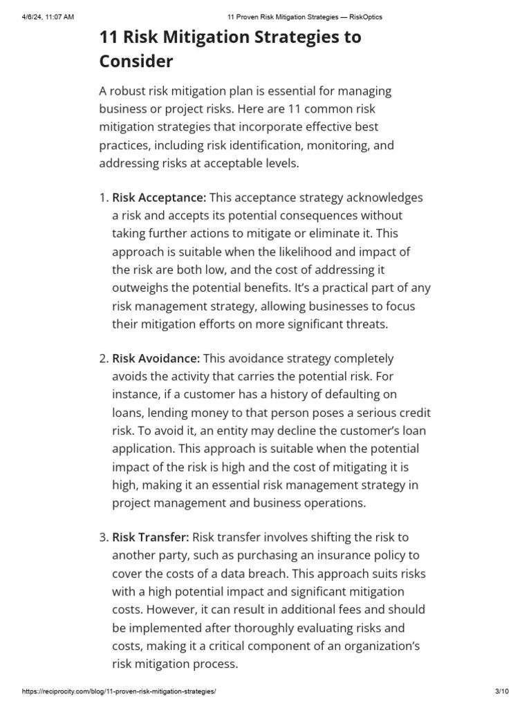 11 Proven Risk Mitigation Strategies RiskOptics | PDF | Risk | Risk ...