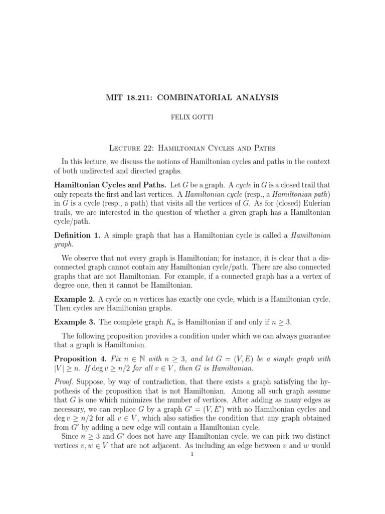 Hamiltonian Graphs | PDF | Combinatorics | Discrete Mathematics