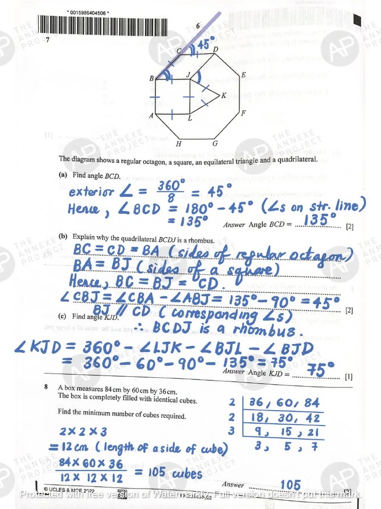 4048 2022-O-Level-Elementary-Mathematics-Paper-1 Solution | PDF