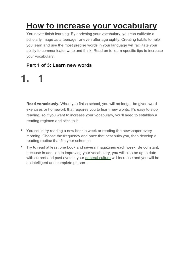 How To Increase Your Vocabulary | PDF | Vocabulary | Flashcard