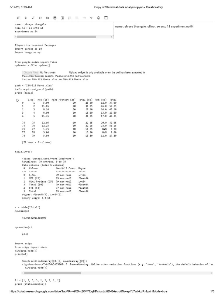 Statistical Data Analysis - Ipynb - Colaboratory | PDF | Quartile ...