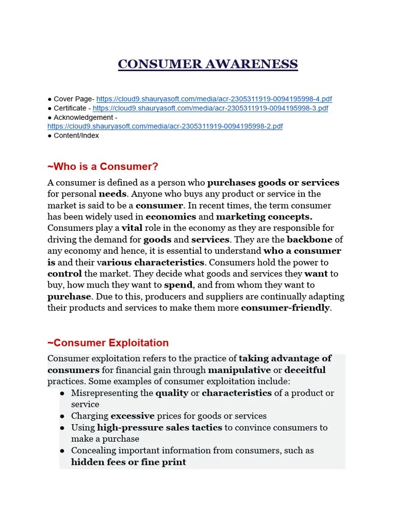 Consumer Awareness | PDF | Consumer Protection | Consumer Behaviour