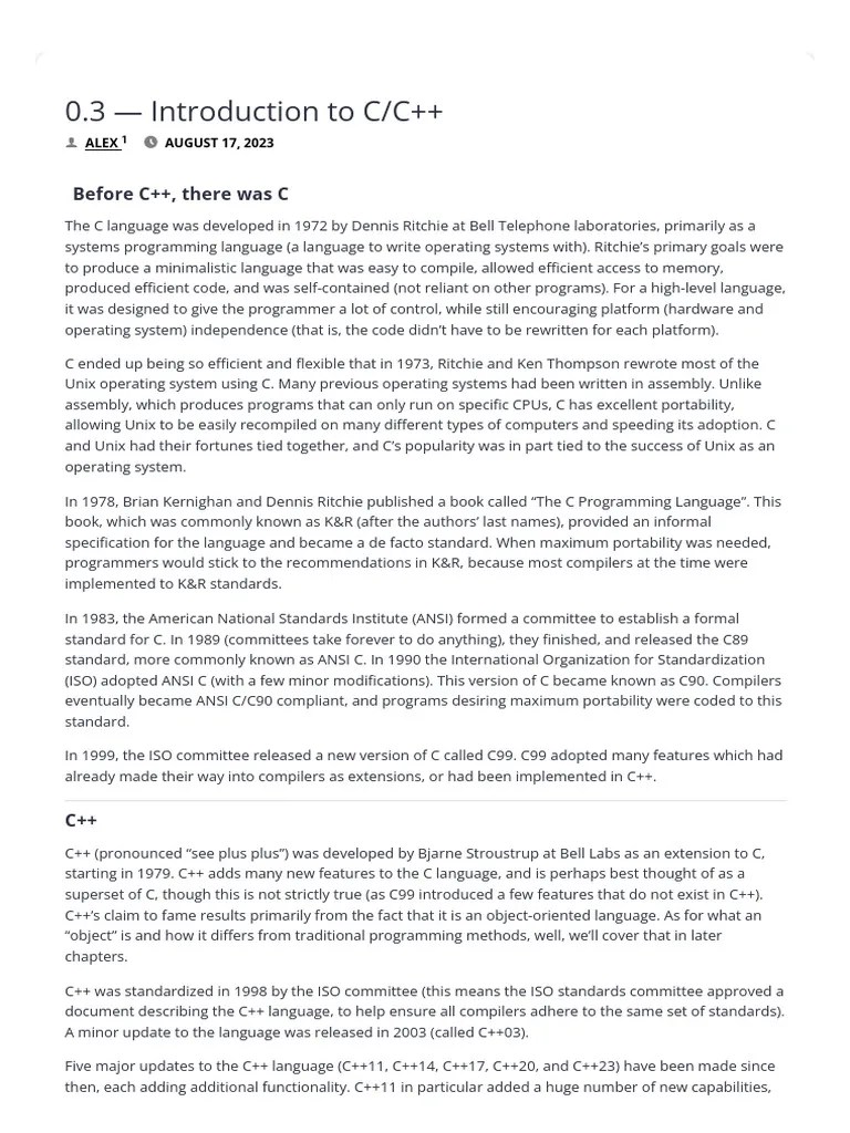 0.3 - Introduction To C - C++ - Learn C++ | Download Free PDF | C++ | C ...