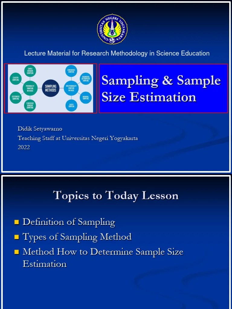 4-Sampling Method And How To Estimate Sample Size - Kel 1 & Kel 2 | PDF | Sampling (Statistics ...