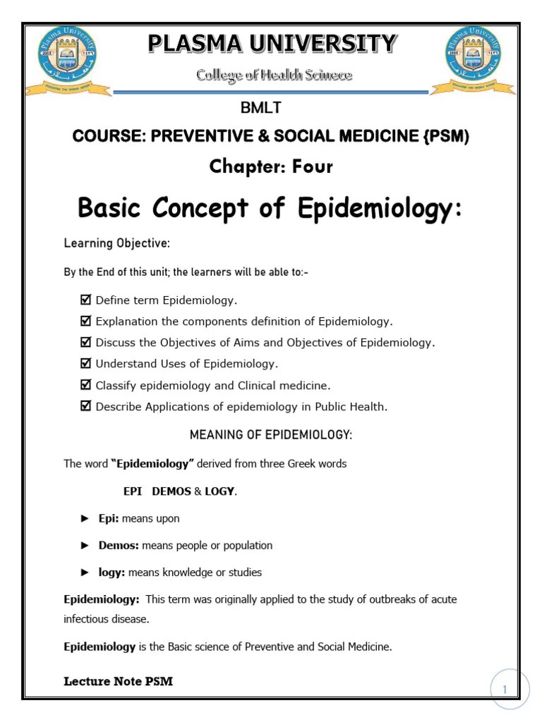 Ch4 Basic Concept Of Epidemiology | PDF | Epidemiology | Public Health