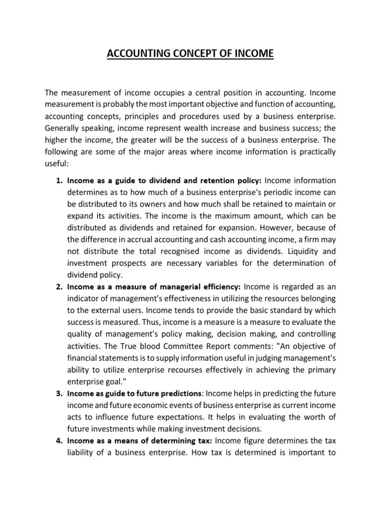 Accounting Concept Of Income | PDF | Income | Revenue