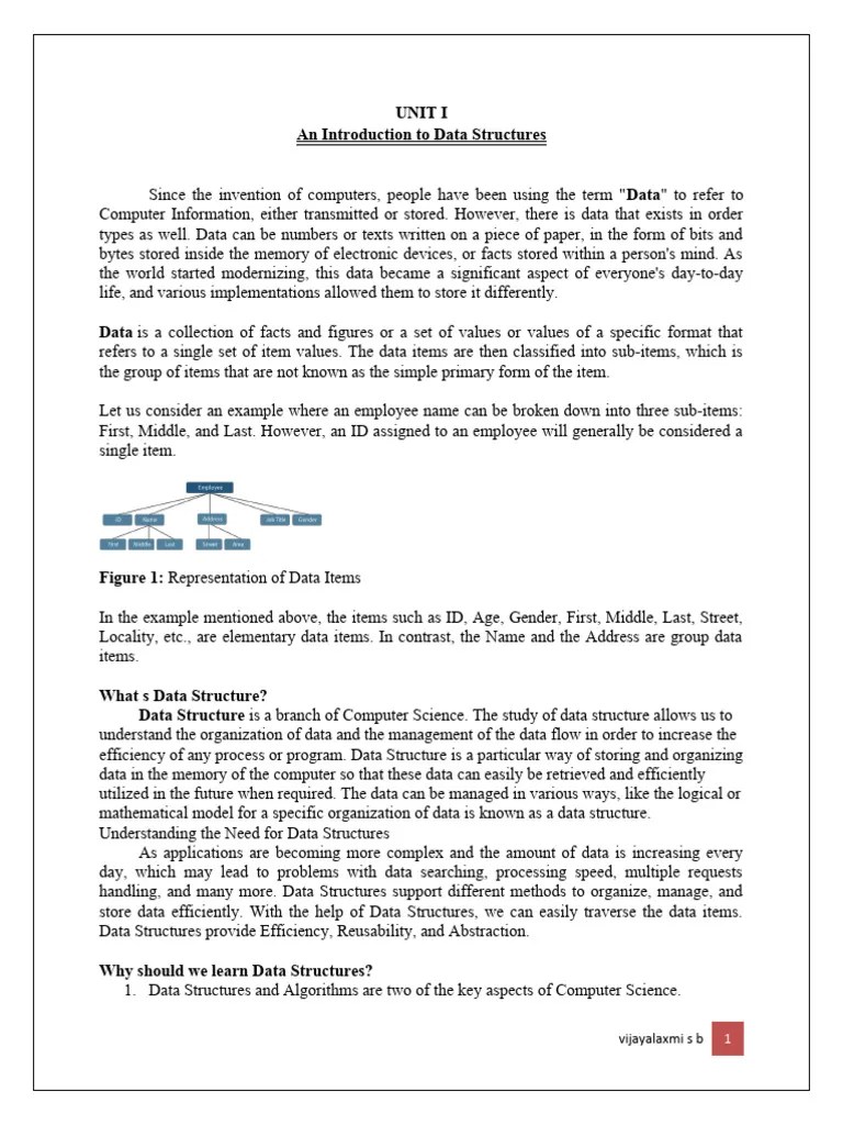 Data Structure 1 Unit | PDF | Pointer (Computer Programming) | Integer (Computer Science)