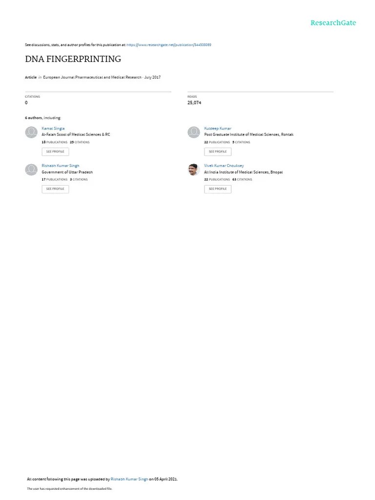 Dna Fingerprinting | PDF | Dna Profiling | Microsatellite