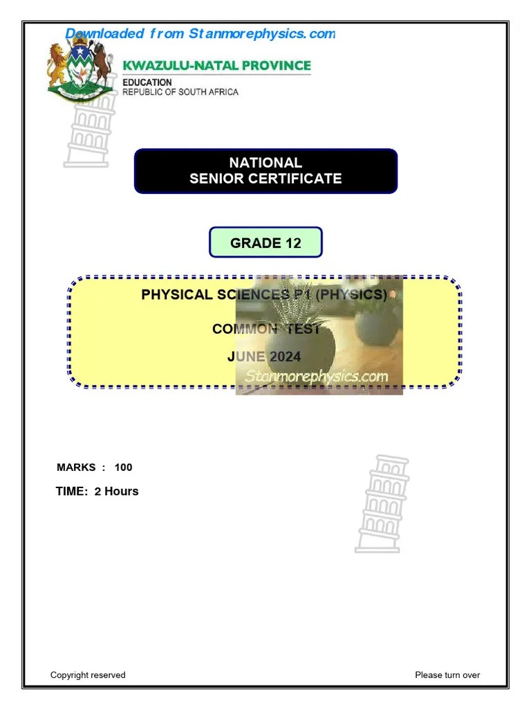 KZN Physical Science Grade 12 June 2024 P1 And Memo | PDF | Force ...