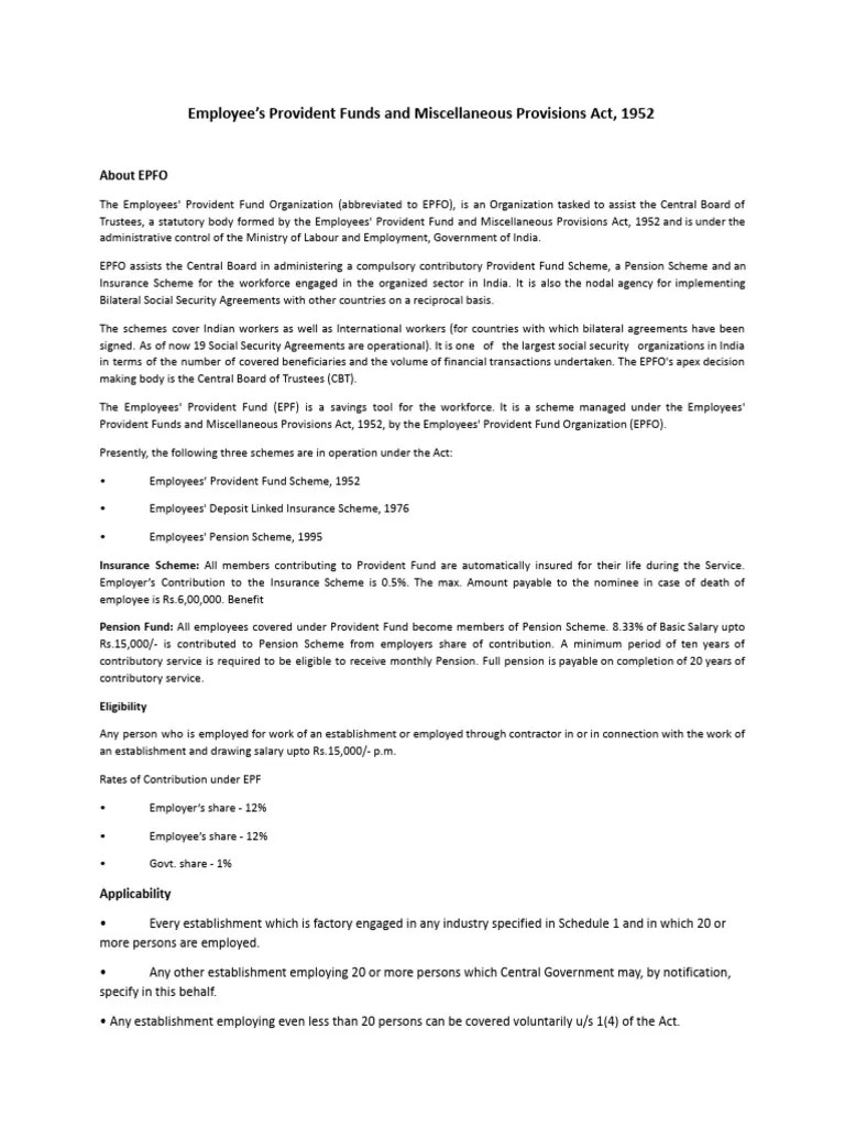 The Employees' Provident Fund Scheme | PDF | Public Finance | Labor