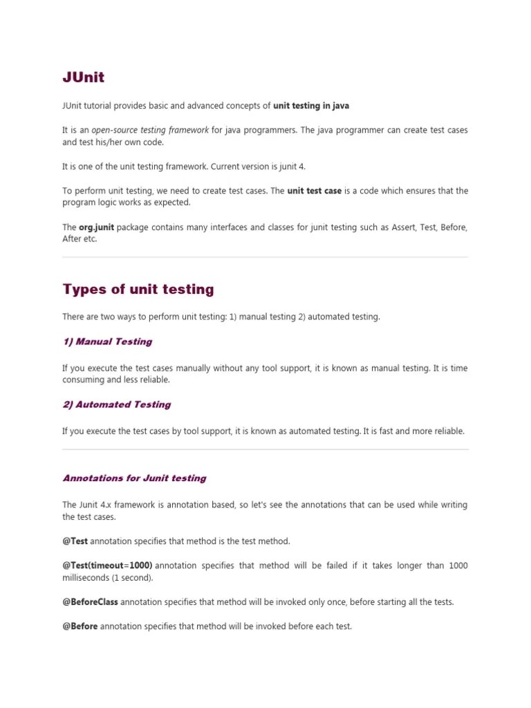 JUnit | PDF | Unit Testing | Boolean Data Type