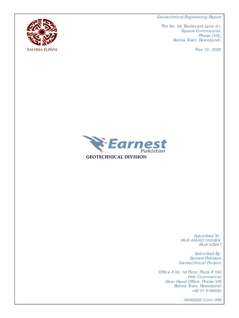 Plot-08, Ph-7, Complete Soil Report | PDF | Foundation (Engineering ...