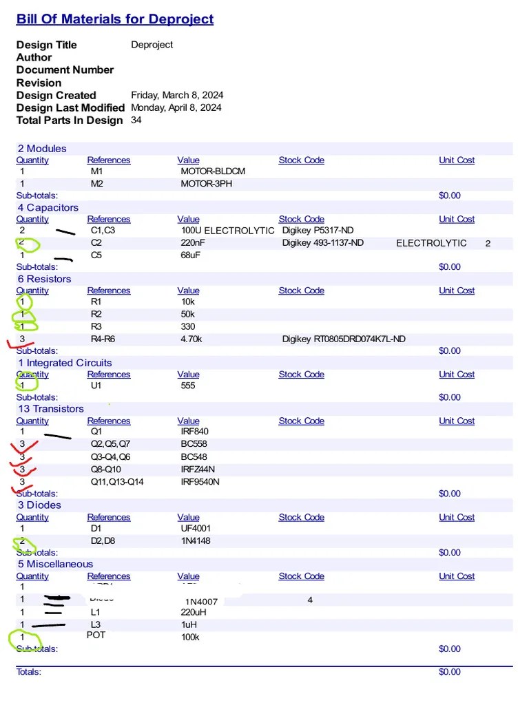 Bill Of Materials Deproject | PDF | Electromagnetism | Electronic Design