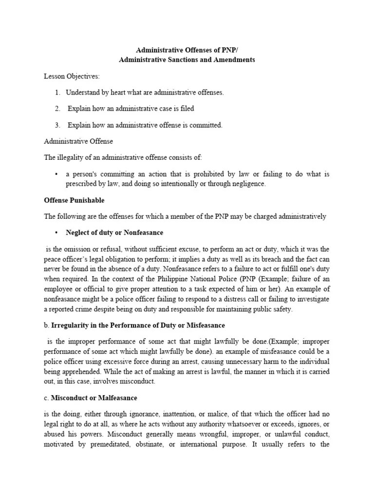 Administrative Offenses Of PNP Crim 4 Finals | PDF | Crimes | Crime ...