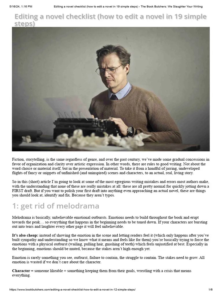 Editing A Novel Checklist (How To Edit A Novel In 19 Simple Steps ...