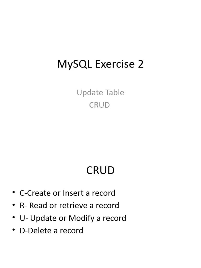 MySql Exercise 2 - Update Records | PDF | Databases | Computer Programming