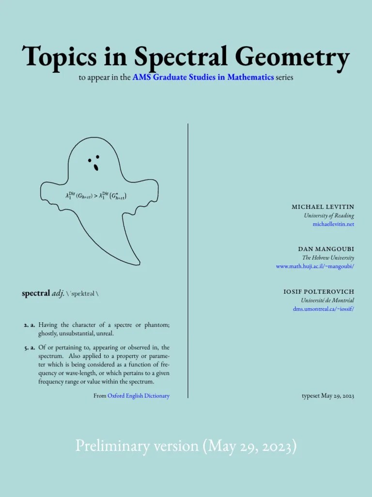 Topics In Spectral Geometry | PDF | Mathematical Analysis | Mathematical Objects