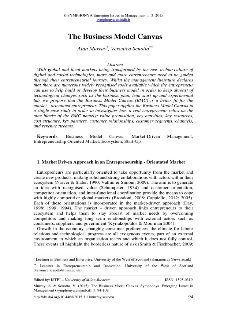 The Business Model Canvas | Download Free PDF | Entrepreneurship ...