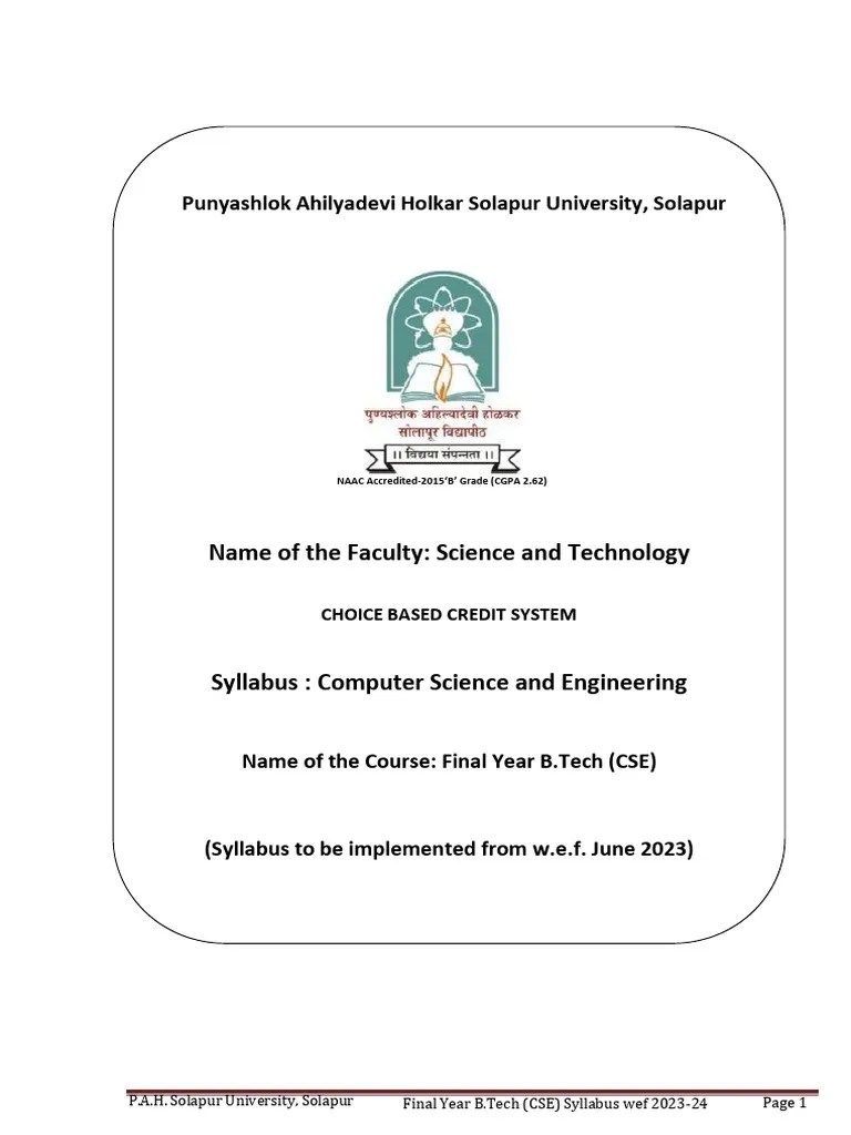 Final Year BTech CSE Structure And Syllabus | PDF | Software Testing ...