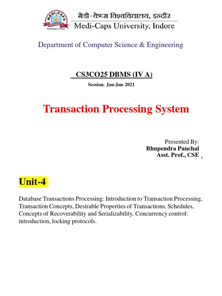 Unit 4 | PDF | Database Transaction | Acid