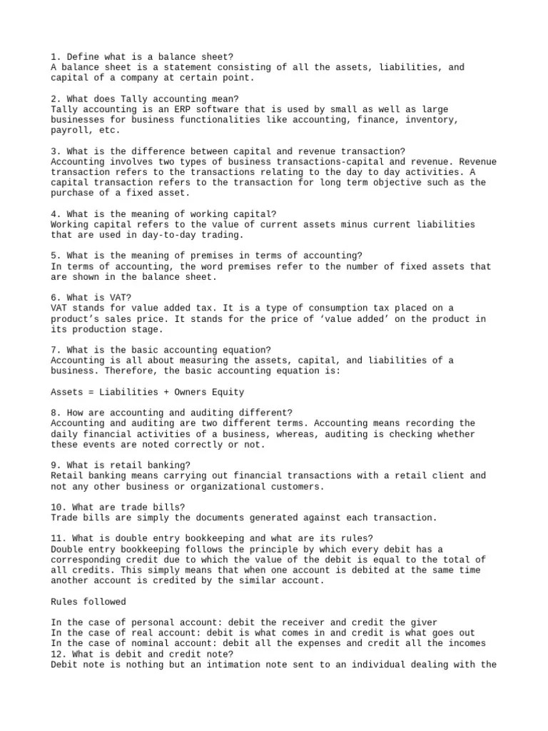 Accountant Interview Question | PDF | Debits And Credits | Balance Sheet