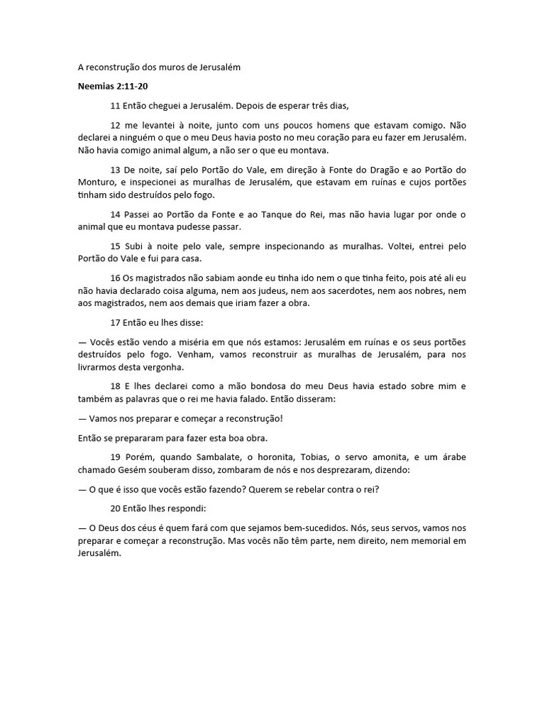 A Reconstrução Dos Muros De Jerusalém | Download Grátis PDF | Jesus ...