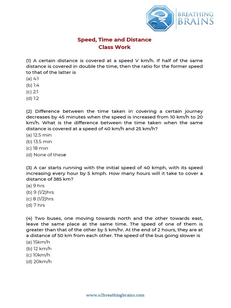 Speed, Time & Distance - CW-1 | PDF | Speed | Transport