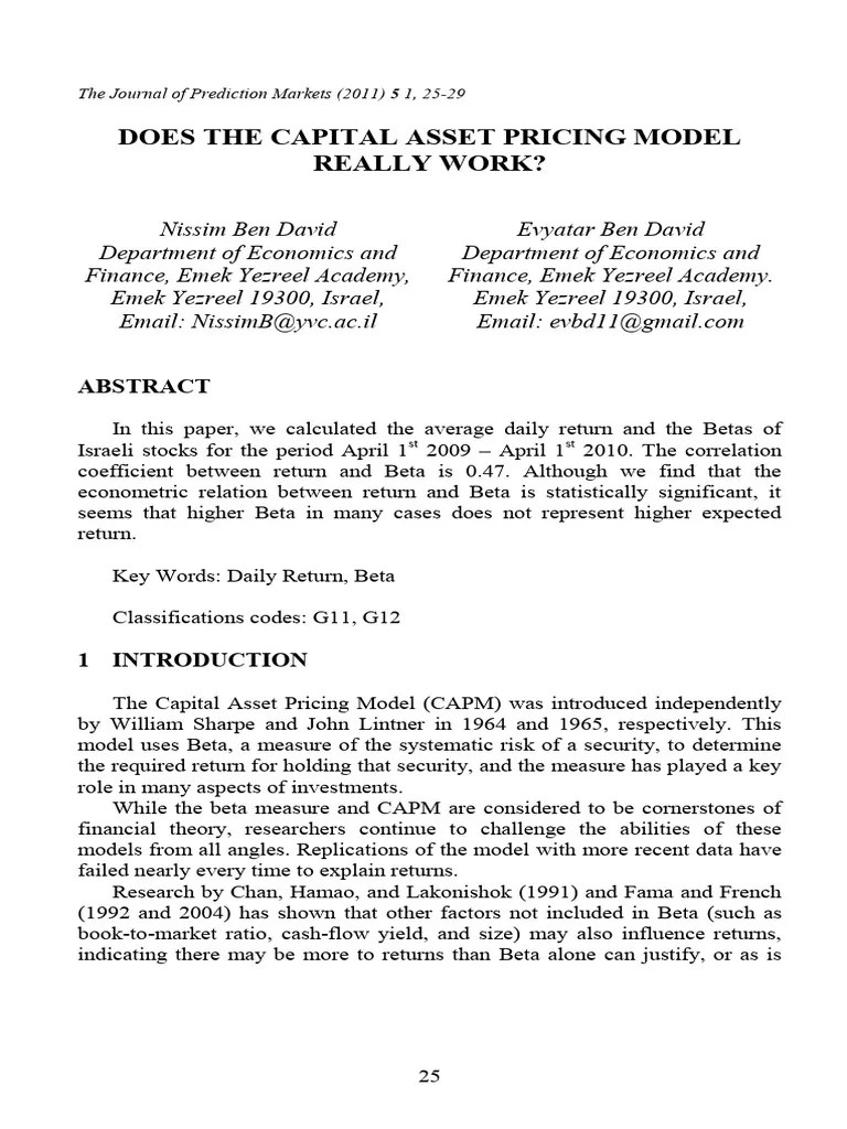 Does The Capital Asset Pricing Model Really Work - 2011 | PDF | Beta ...