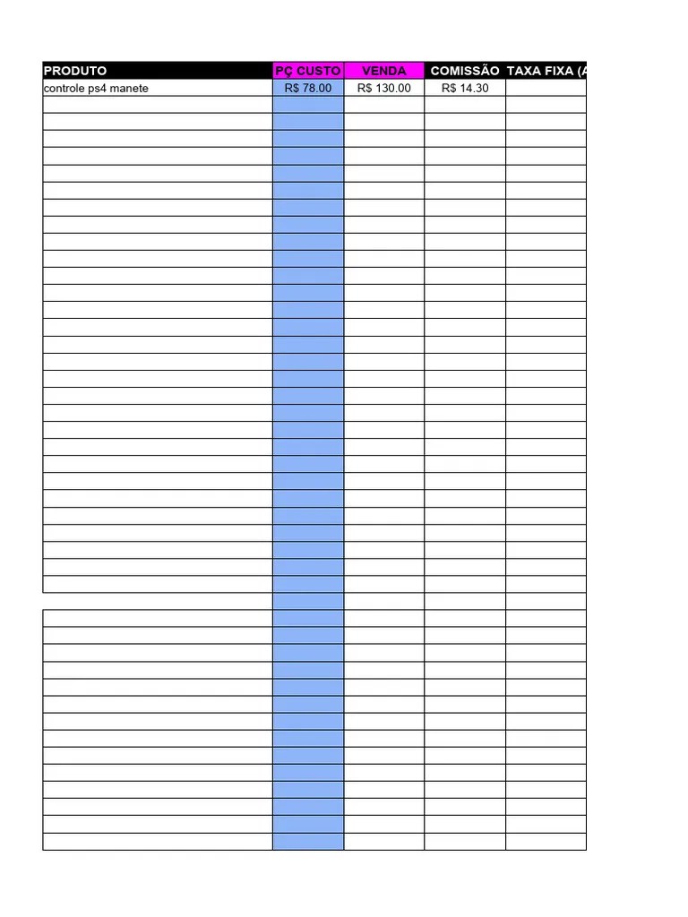 Planilha Viabilidade & Precificação | PDF | Computing | Home Video Game Consoles