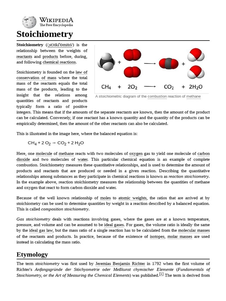 Stoichiometry | PDF | Stoichiometry | Mole (Unit)