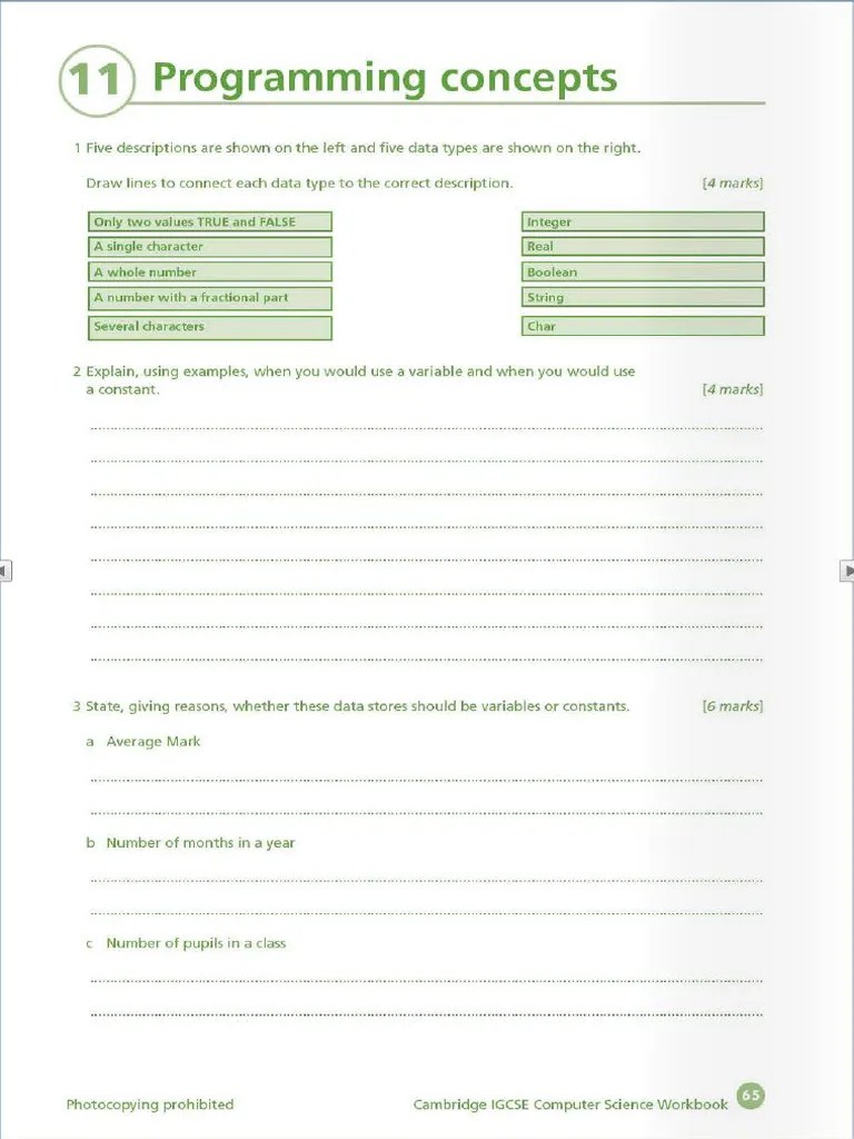 T8 - Programming Concepts (Workbook) | PDF