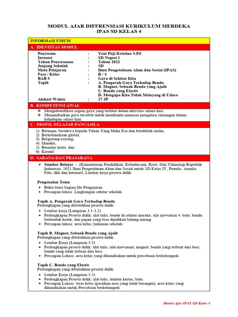 3. Modul Ajar IPAS BAB 3 KELAS 4 | PDF
