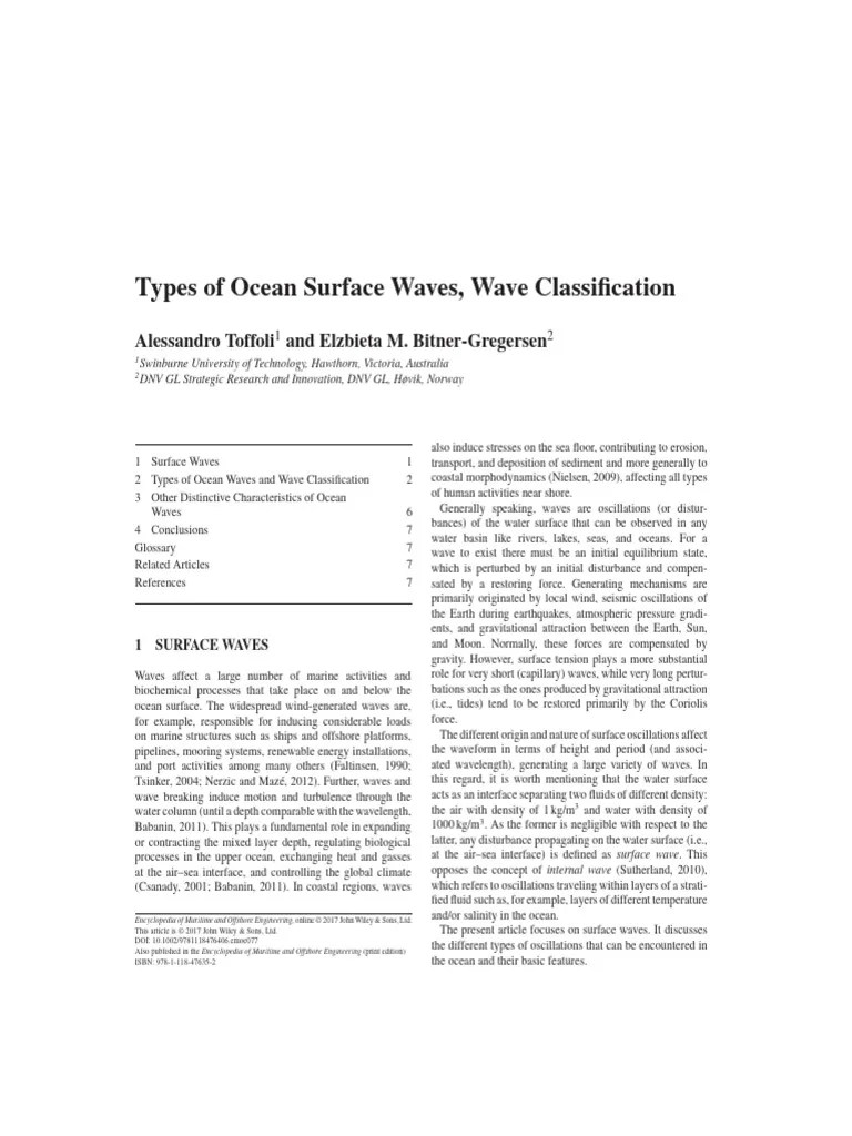 Types Of Ocean Surface Waves, Wave Classification | PDF | Waves | Oceans