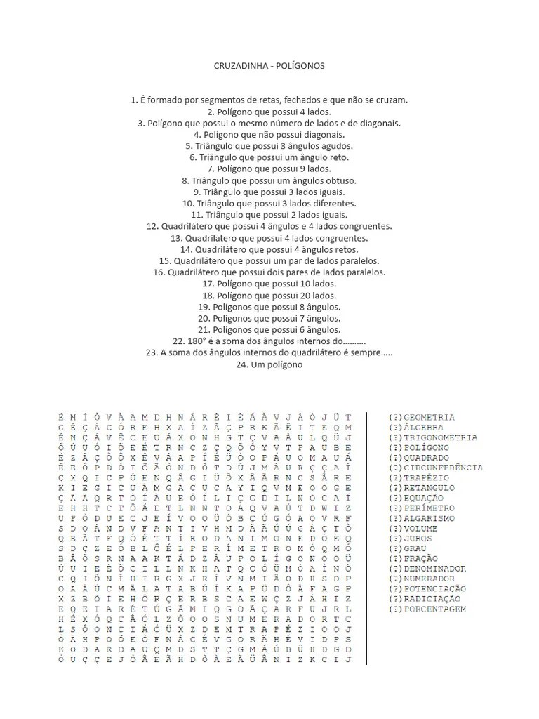 Cruzadinha Matemática 1 | PDF