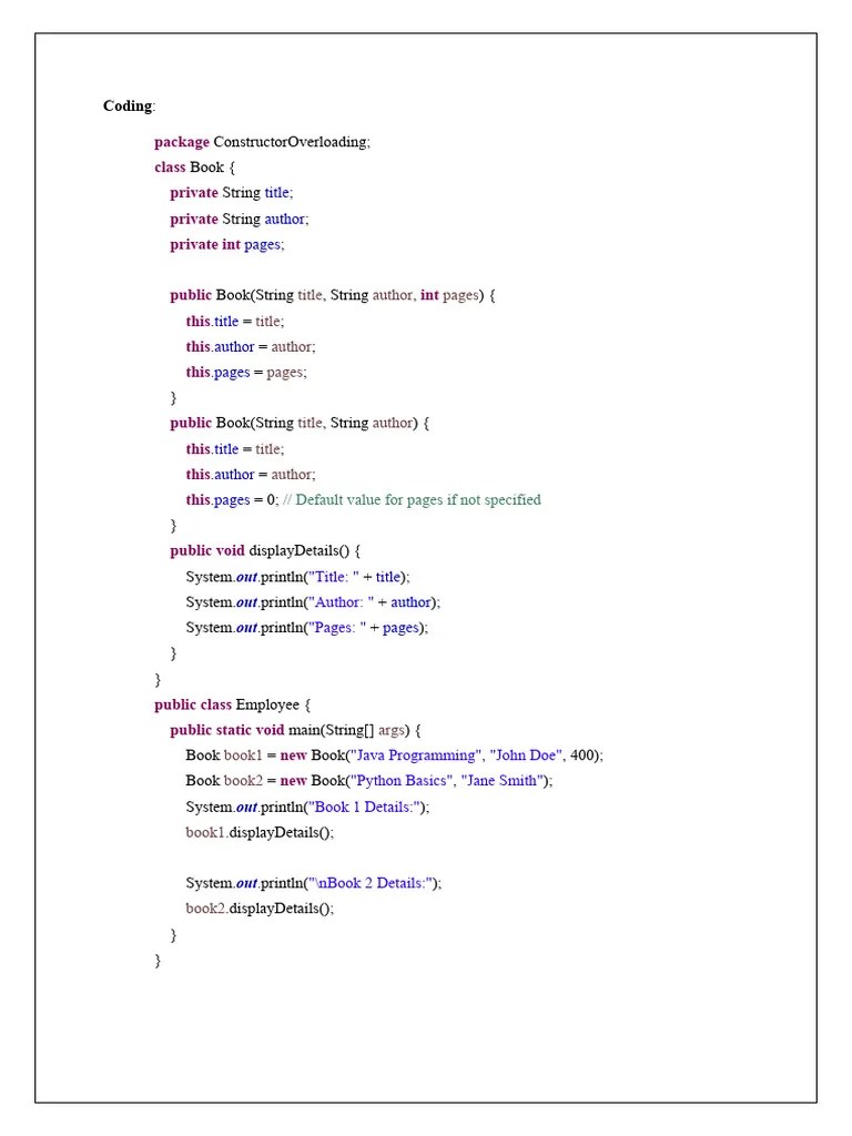 Constructor Overloading | PDF | Computers
