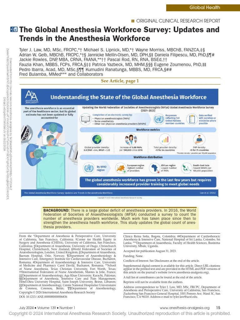 The Global Anesthesia Workforce Survey Updates.3 | PDF | Health Care | Medicine