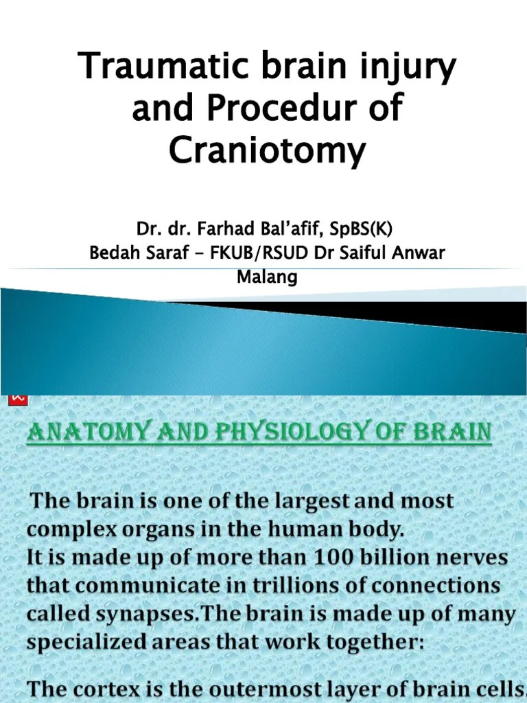 Traumatic Brain Injury And Procedure Craniotomy | PDF | Cerebrospinal ...