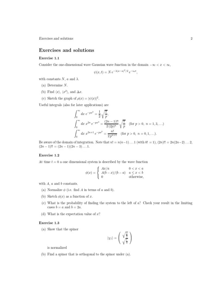 QM - Excercise - 0 - Wavefunction And Probability | PDF | Wave Function ...