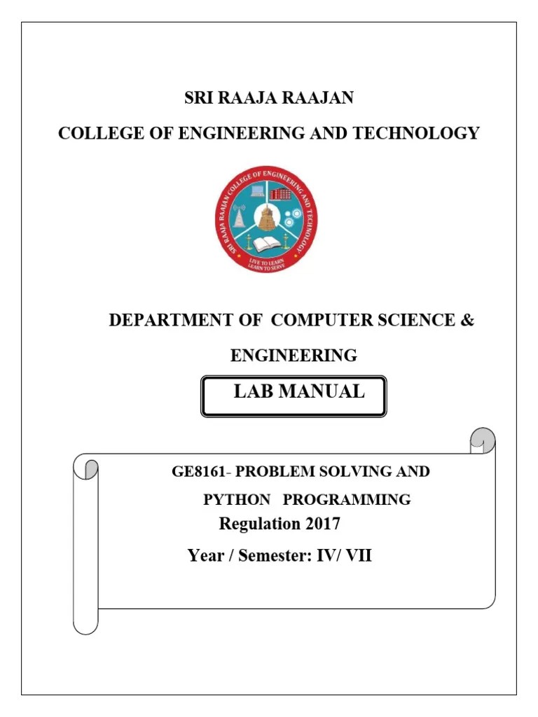 Ge8161 Problem Solving And Python Programming | PDF | Matrix ...